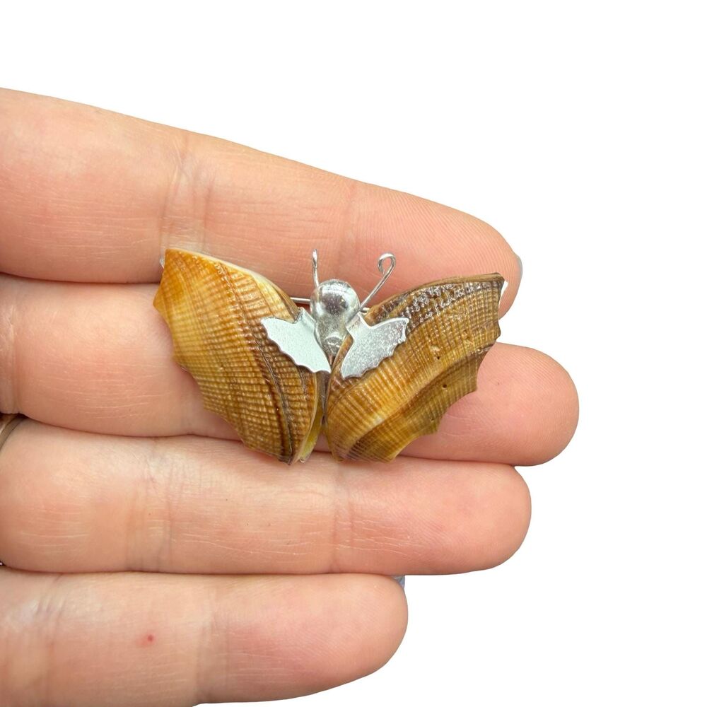 Vintage Jewelry Seashell Butterfly Brooch Butterfly Pin